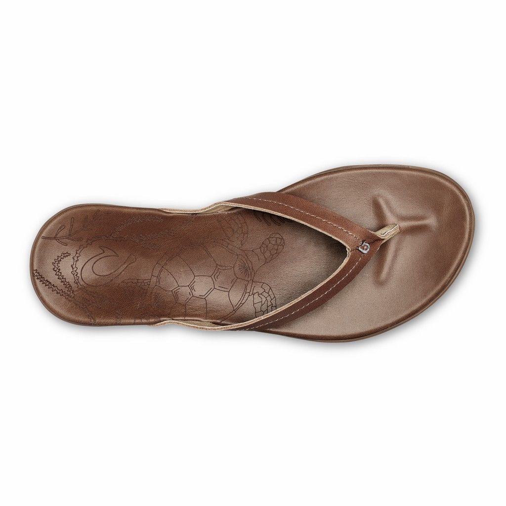 Olukai Women's Honu Flip Flop - Tan US196-487